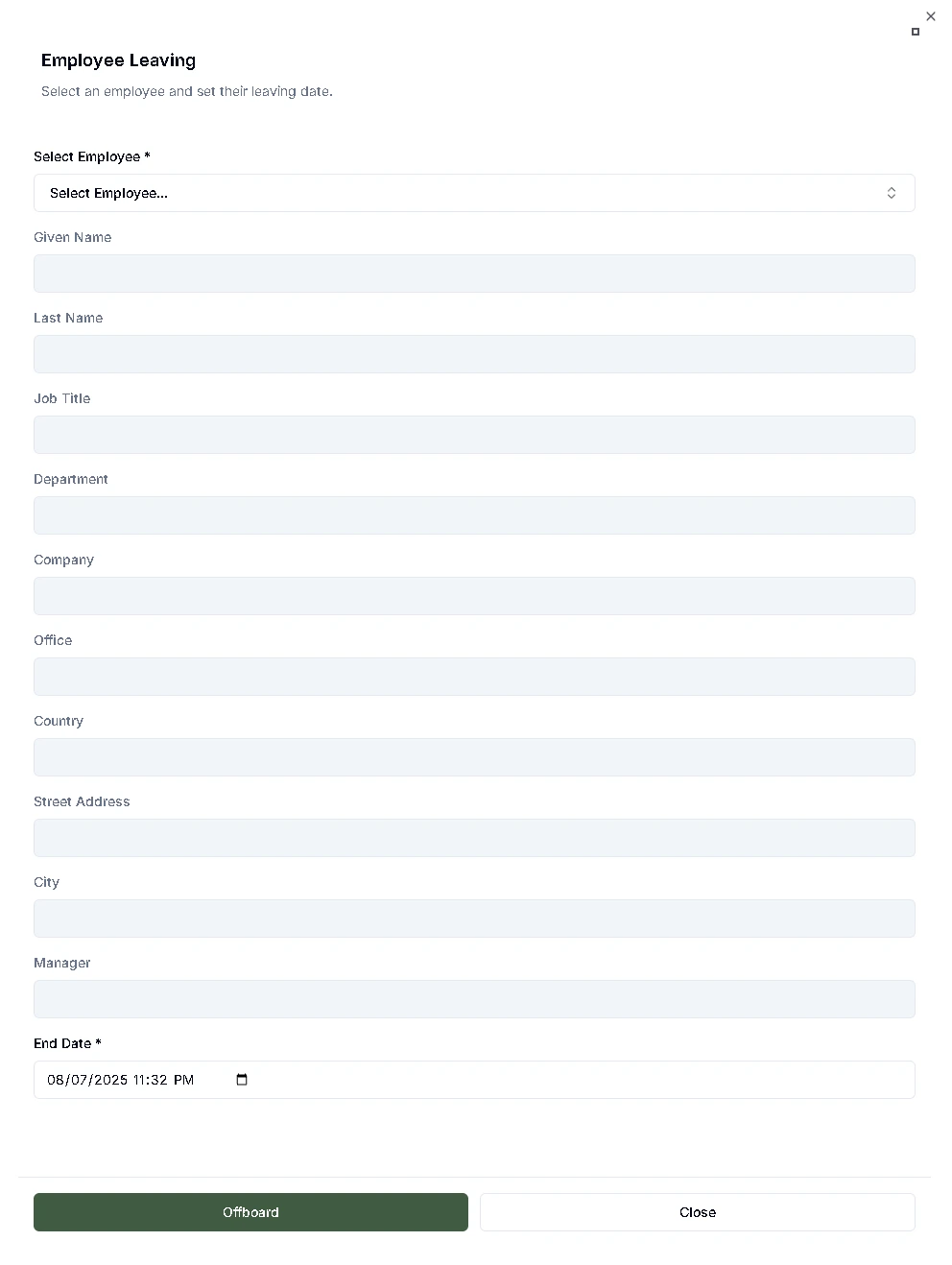 Employee Leaving form