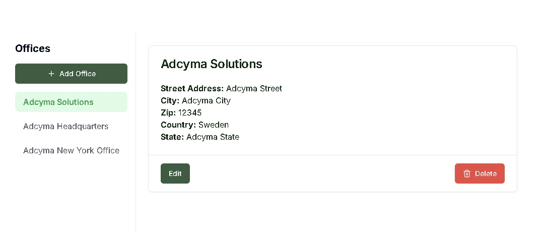 Offices list