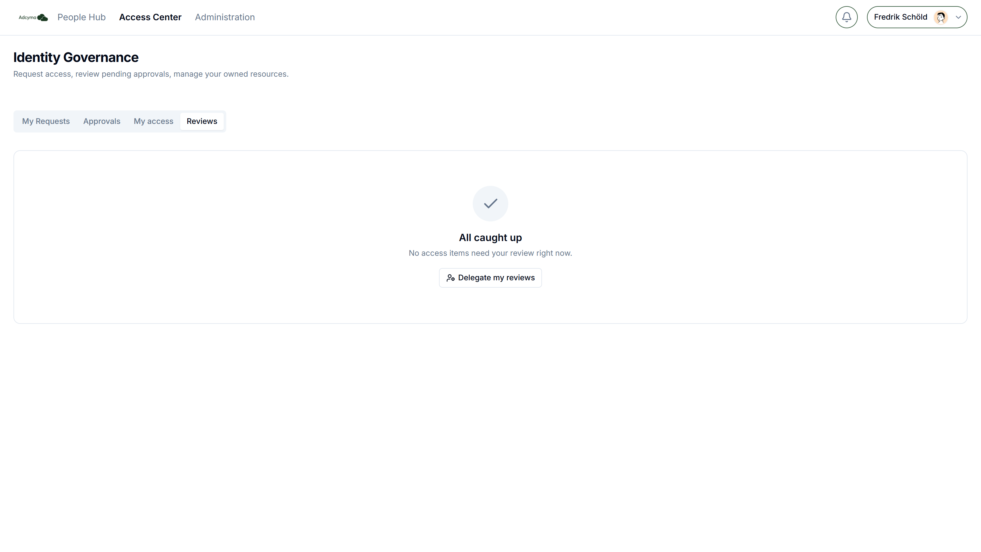 Reviews tab in the Access Center