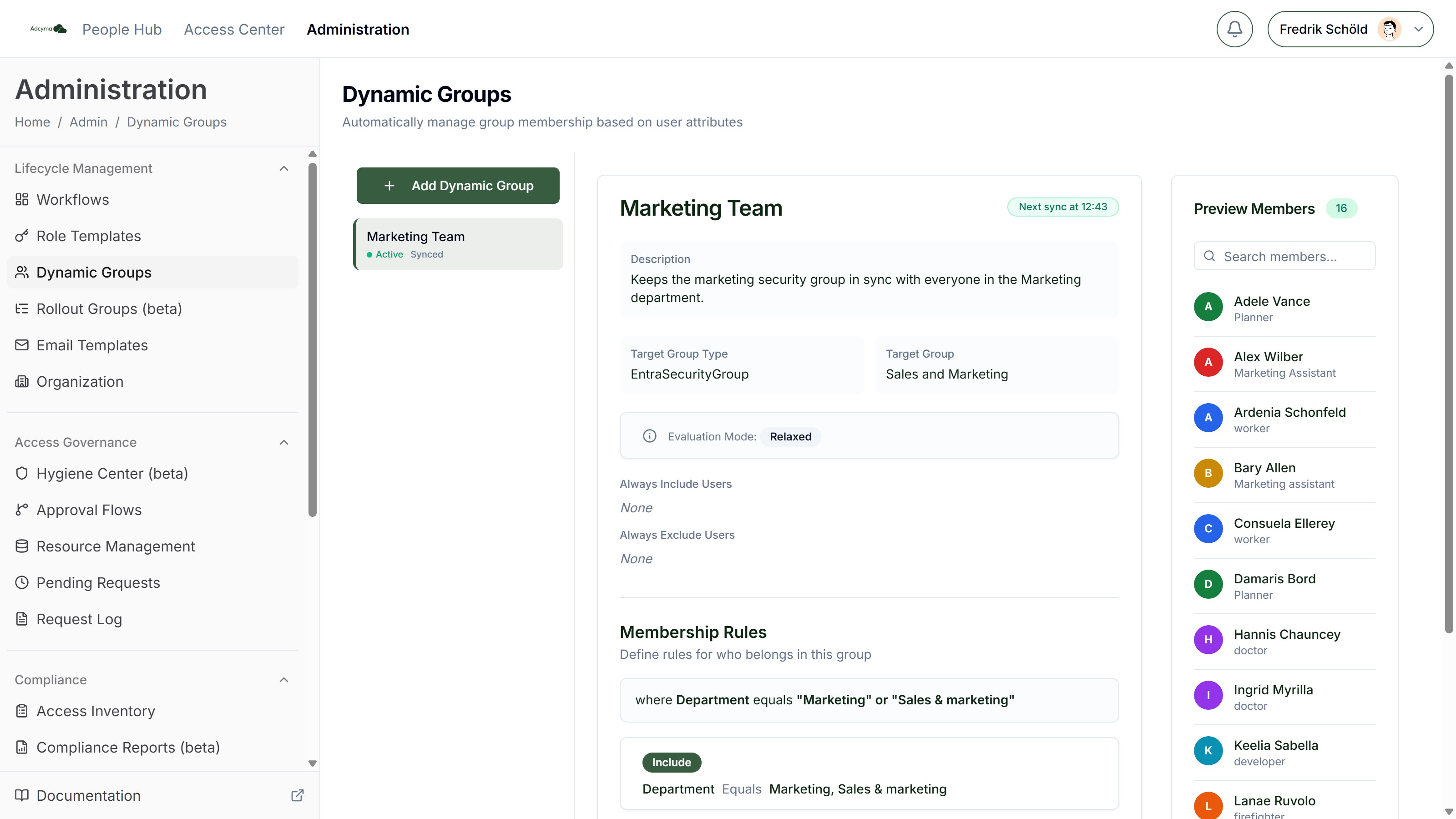 Dynamic Groups editor