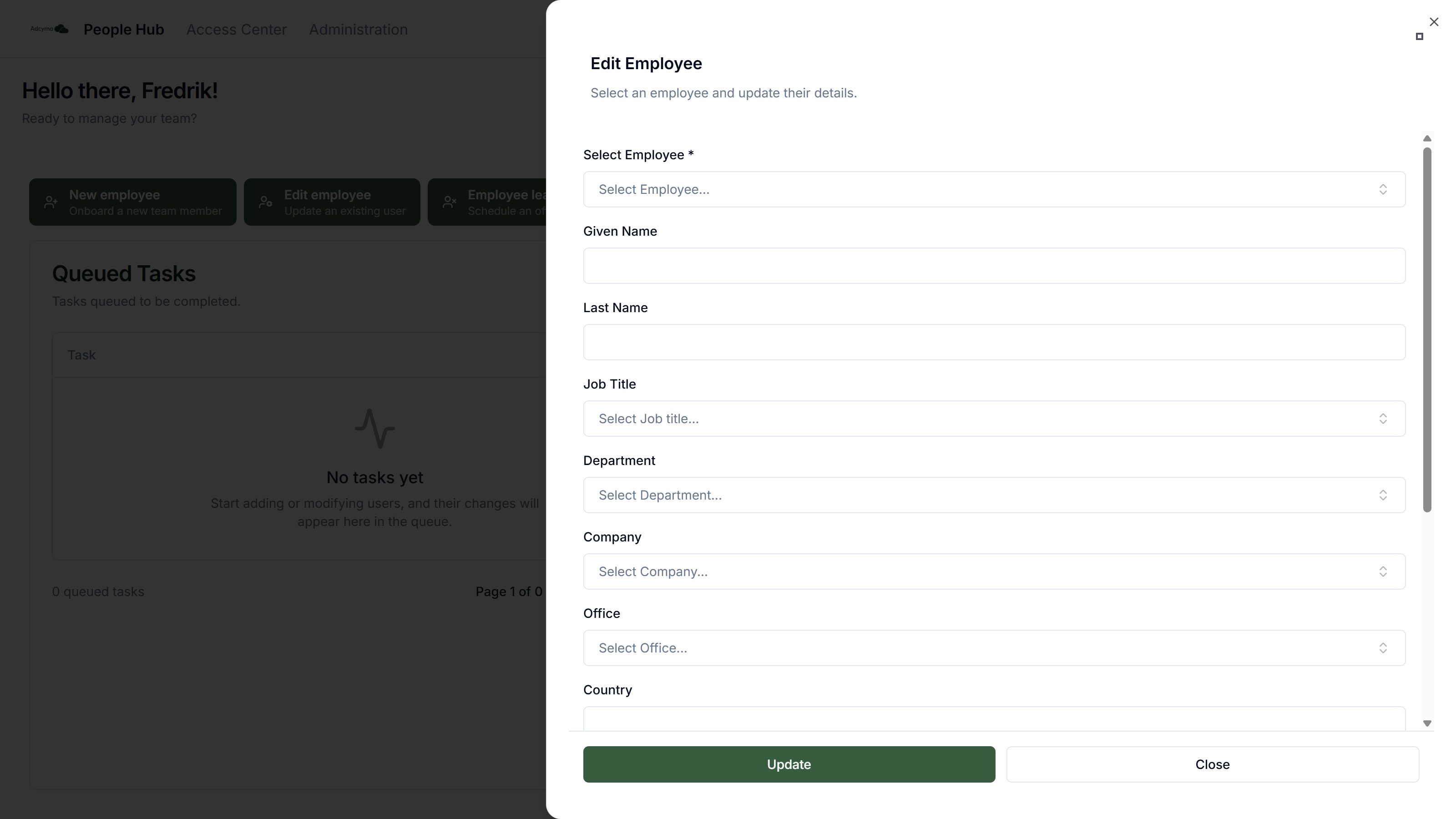 Edit Employee form