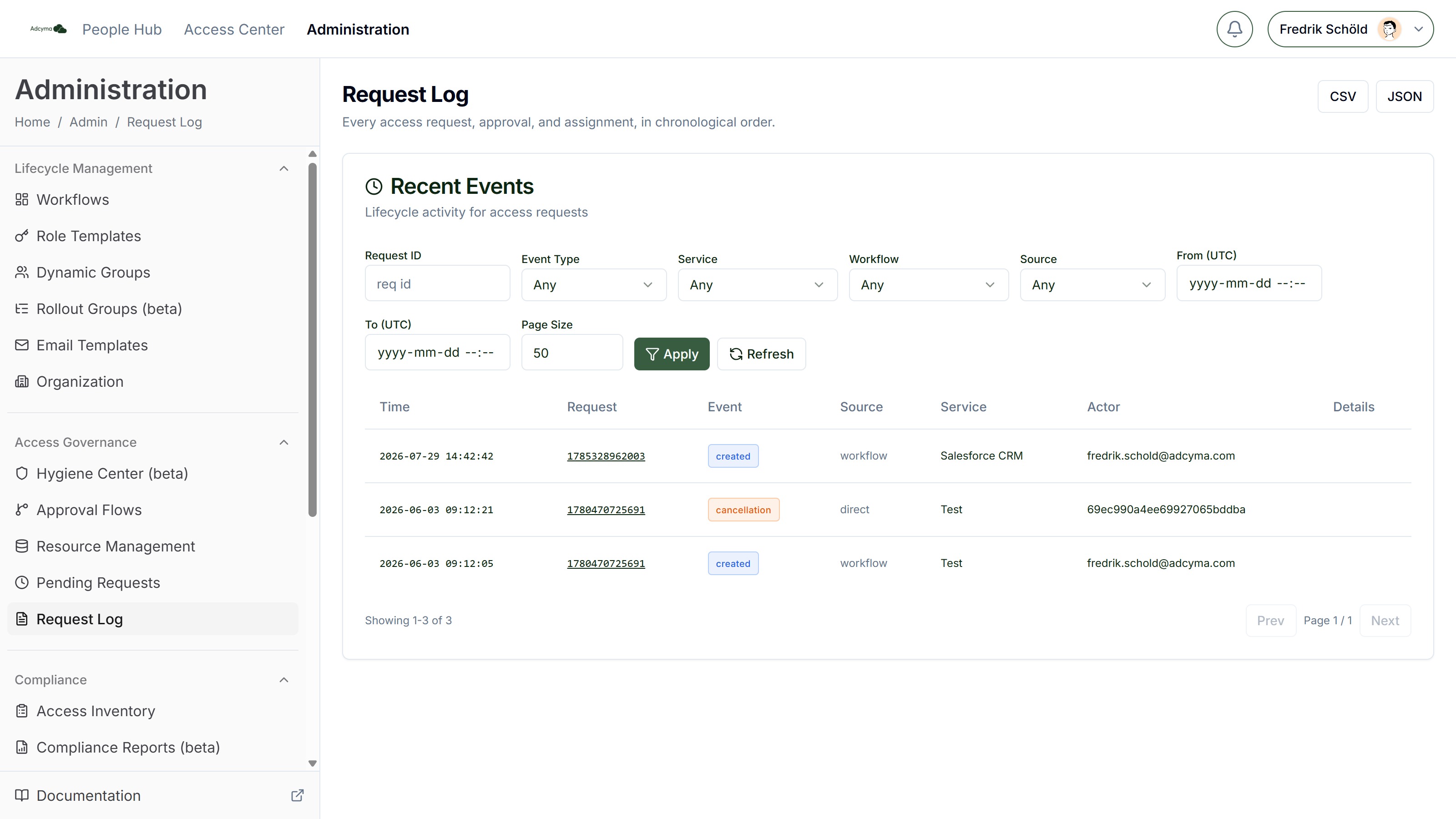 Request Log