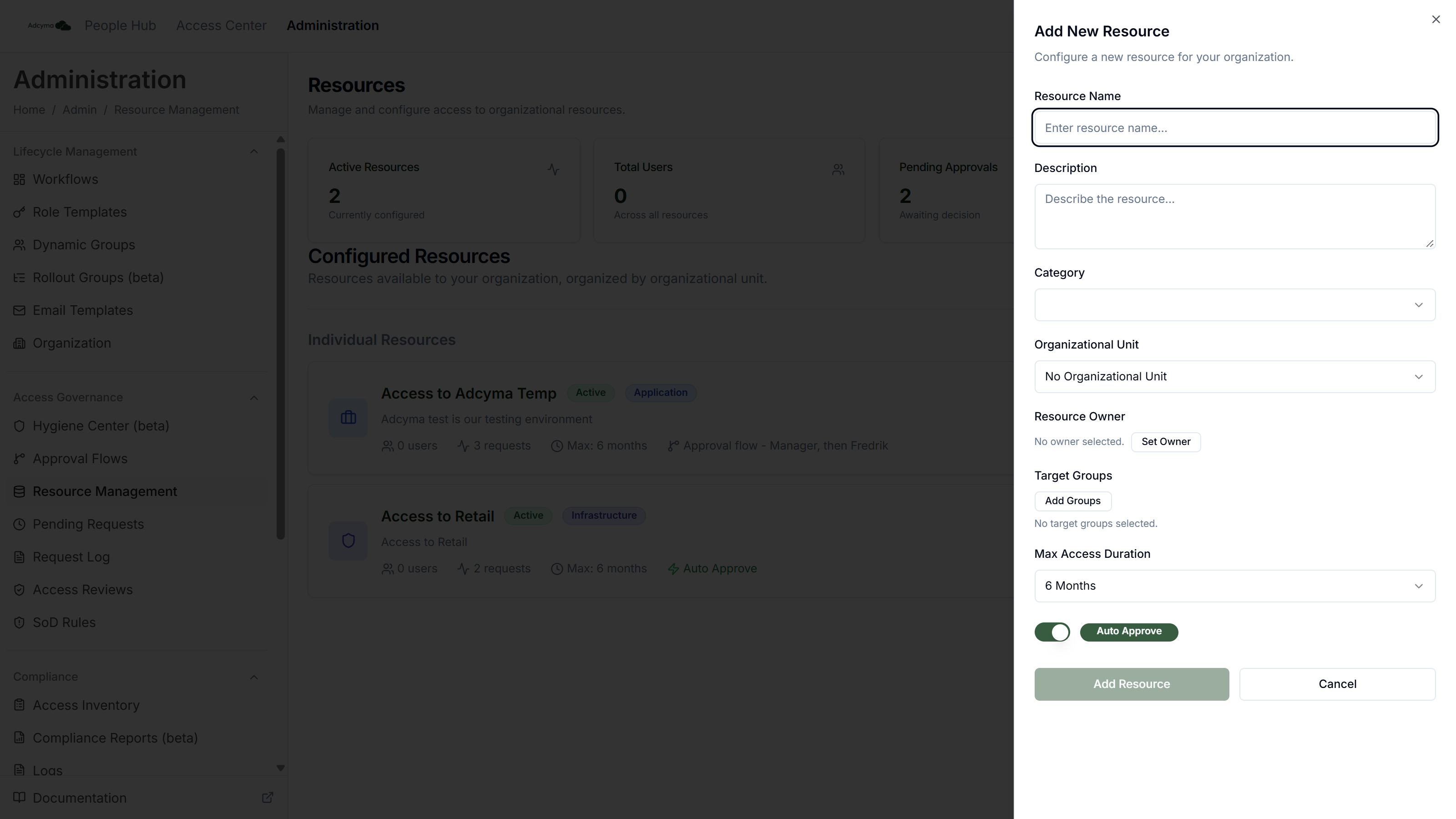 Add New Resource panel